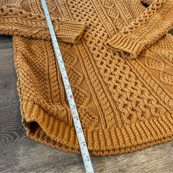 LL Bean Signature Cable Knit Fisherman Sweater Women Medium Cotton Orange NWT - Picture 7 of 8
